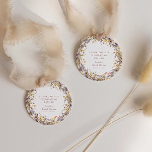Paarse Wilde Bloemen Bruidsfeest Aangepaste Dank J Bedankjes Labels