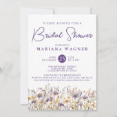 Paarse Wilde Bloemen Bruidsuitnodiging Kaart (Voorkant)