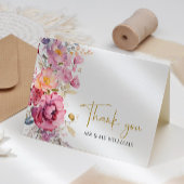 Paarse wilde bloemen bruiloft bedankkaart