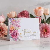 Paarse wilde bloemen bruiloft bedankkaart