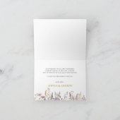 Paarse wilde bloemen bruiloft bedankkaart (Binnen)