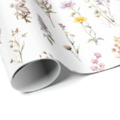 Paarse Wilde Bloemen Bruiloft Boho Bloemen Cadeaupapier (Rol Hoek)