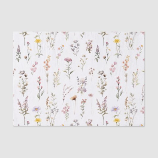 Paarse Wilde Bloemen Bruiloft Boho Bloemen Tissuepapier (Voorkant)