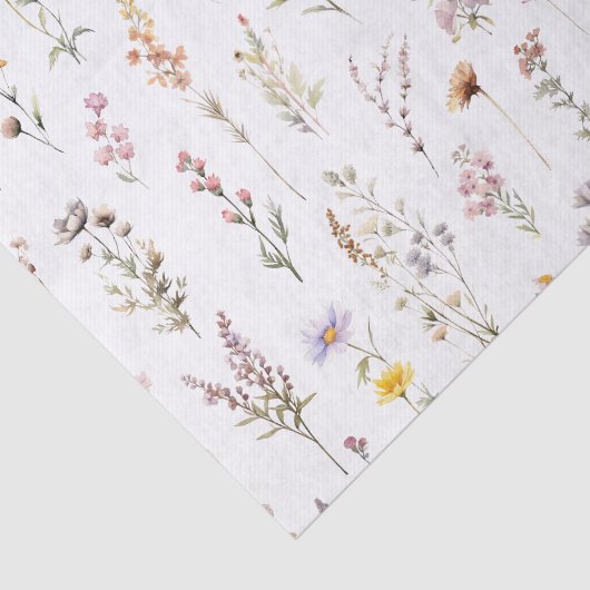 Paarse Wilde Bloemen Bruiloft Boho Bloemen Tissuepapier (Detail)