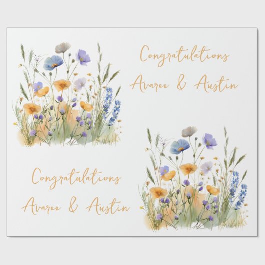 Paarse wilde bloemen bruiloft / douche Gefelicitee Cadeaupapier (Vlak)