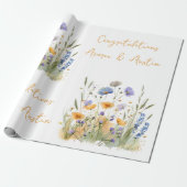 Paarse wilde bloemen bruiloft / douche Gefelicitee Cadeaupapier (Uitgerold)