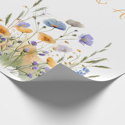 Paarse wilde bloemen bruiloft / douche Gefelicitee Cadeaupapier (Hoek)