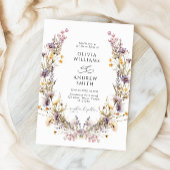 Paarse Wilde Bloemen Bruiloft Kaart