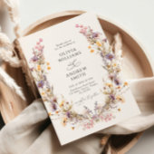 Paarse Wilde Bloemen Bruiloft Kaart