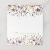 Paarse wilde bloemen bruiloft plaatskaartje (Buitenkant ongevouwen)