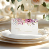 Paarse wilde bloemen bruiloft plaatskaartje