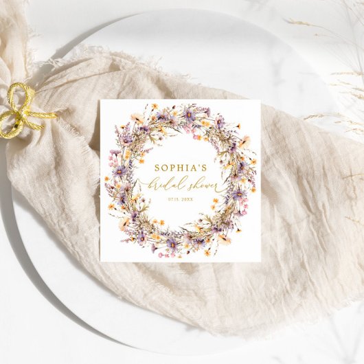 Paarse Wilde Bloemen Bruiloftservetjes Servet