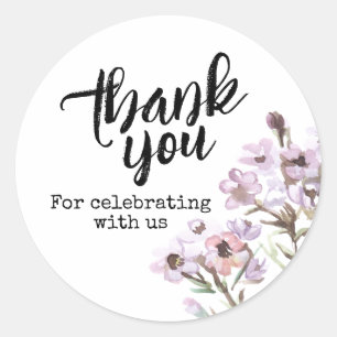 Paarse Wilde Bloemen Dank U Voor Het Vieren Ronde Sticker