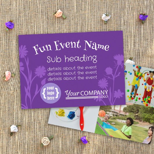 Paarse, wilde bloemen evenement aankondiging Kaart