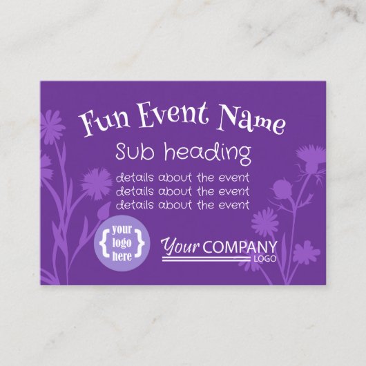 Paarse, wilde bloemen evenement aankondiging Kaart (Voorkant)