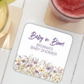 Paarse wilde bloemen genderneutraal Baby shower Kartonnen Onderzetters