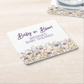 Paarse wilde bloemen genderneutraal Baby shower Kartonnen Onderzetters (Schuin)