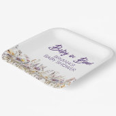Paarse wilde bloemen genderneutraal Baby shower Papieren Bordje (Gebogen)