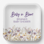 Paarse wilde bloemen genderneutraal Baby shower Papieren Bordje (Voorkant)