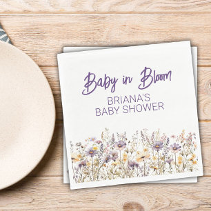 Paarse wilde bloemen genderneutraal Baby shower Servet