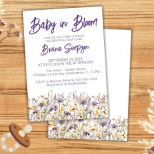 Paarse wilde bloemen geslachtsneutrale babyshower
