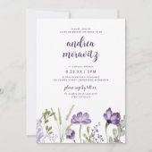 Paarse wilde bloemen Gras Vrijgezellenfeest Kaart (Voorkant)