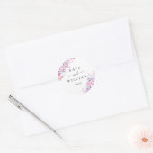 Paarse Wilde Bloemen Huwelijk Ronde Sticker (Envelop)