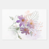 Paarse wilde bloemen inpakpapier vel (Voorkant 3)