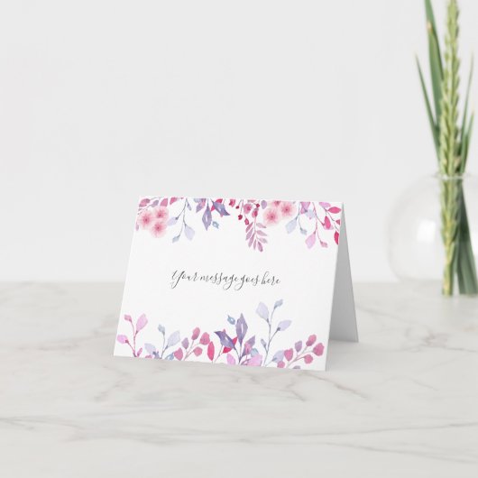 Paarse wilde bloemen kaart (Voorkant)