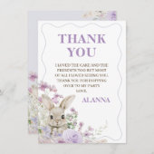 Paarse wilde bloemen Konijn Verjaardag Bedankt kaa Kaart (Voorkant / Achterkant)