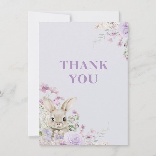 Paarse wilde bloemen Konijn Verjaardag Bedankt kaa Kaart (Achterkant)