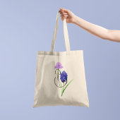 Paarse wilde bloemen met je initiaal 1 kant tote bag