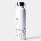 Paarse wilde bloemen monogram waterfles (Voorkant)