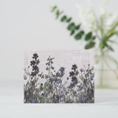 Paarse wilde bloemen op de krant: briefkaart (Staand voorkant)