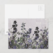 Paarse wilde bloemen op de krant: briefkaart (Voorkant / Achterkant)