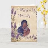 Paarse wilde bloemen Orthodoxe Moederdag Kaart (Gele Bloem)