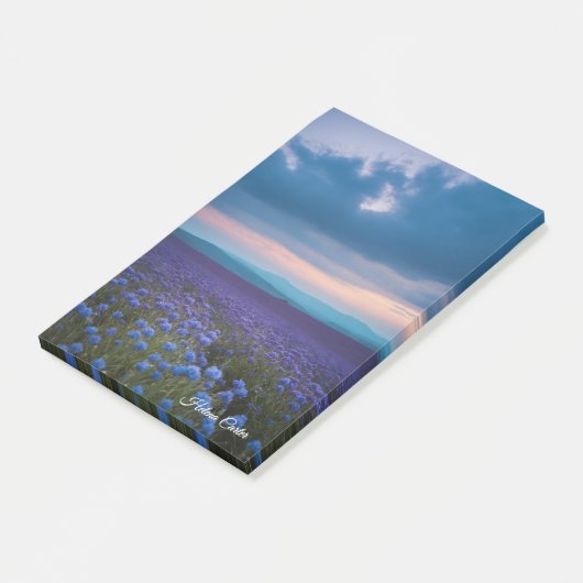 Paarse wilde bloemen post-it® notes (Schuin)