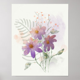 Paarse wilde bloemen poster