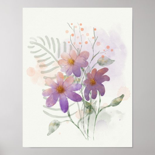 Paarse wilde bloemen poster (Voorkant)