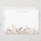 Paarse Wilde Bloemen Rand Bruiloft Custom Bedankkaart (Voorkant)