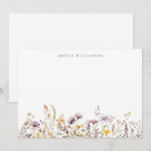 Paarse Wilde Bloemen Rand Bruiloft Custom Bedankkaart (Voorkant / Achterkant)