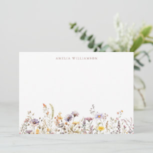 Paarse Wilde Bloemen Rand Bruiloft Feest Maatwerk Bedankkaart