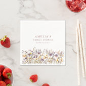 Paarse Wilde Bloemen Rand Bruiloft Feest Maatwerk Servet (Insitu)