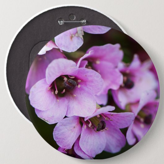 Paarse wilde bloemen ronde button 6,0 cm (Voorkant /achterkant)