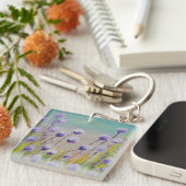 Paarse wilde bloemen sleutelhanger (Voorkant Rechts)