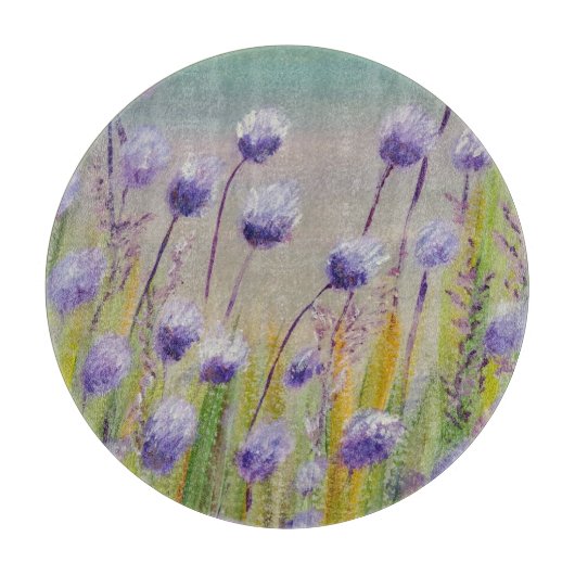 Paarse wilde bloemen snijplank (Voorkant)