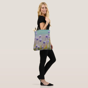 Paarse wilde bloemen tote bag