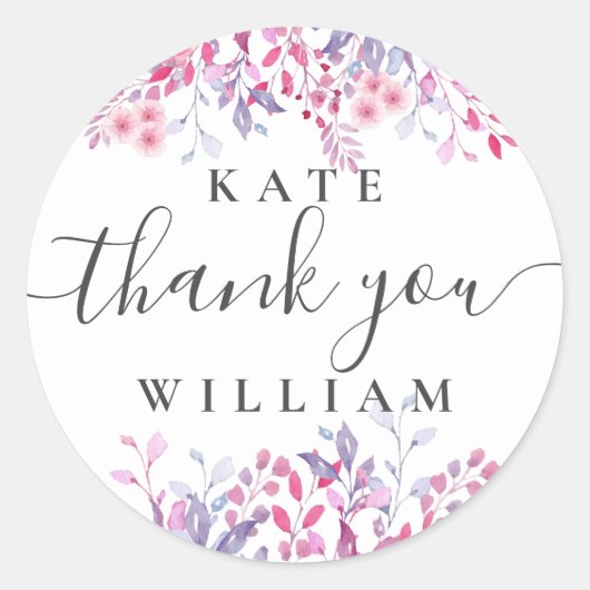 Paarse Wilde Bloemen uit het Land Ronde Sticker (Voorkant)