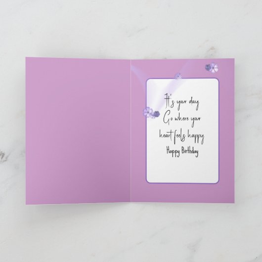 Paarse wilde bloemen verjaardag kaart (Binnen)