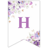 Paarse wilde bloemen vlinders Happy birthday Vlaggetjes (Tweede vlag)